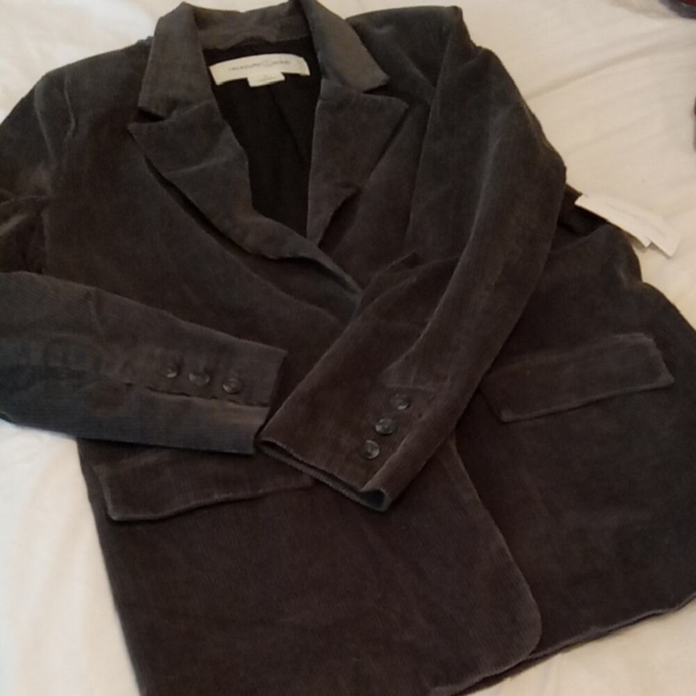 Treasure & Bond Women's Size Medium Charcoal Corduroy Blazer. Academia, Office - Picture 9 of 9